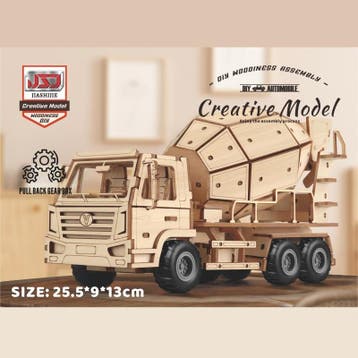 C.M. Betonmixer Vrachtwagen 165-delig Houten DIY Modelbouw, Verzenden, Nieuw