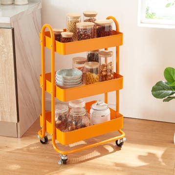 Keukentrolley Pyhäntä met 3 manden 78,5x46x35 cm oranje [en., Verzenden