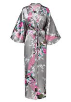 KIMU® Kimono Grijs Maxi XS-S Yukata Satijn Lang Lange Grijze, Ophalen of Verzenden, Nieuw, Maat 34 (XS) of kleiner, Carnaval