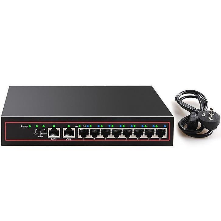 DrPhone PoE X1 - 10 poorten POE Switch - 8 + 2 - 48V Etherne, Computers en Software, Netwerk switches, Verzenden
