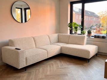 Hoekbank Huizen - hoekbanken - Creme, Nieuw, 150 cm of meer, Stof, 250 tot 300 cm