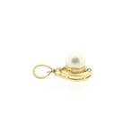 Gouden hanger met parel en diamanten; 0,03 ct., Sieraden, Tassen en Uiterlijk, Bedels, Ophalen of Verzenden, Gebruikt, Goud, Overige merken