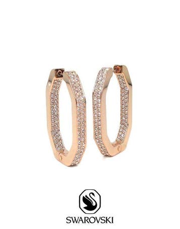 Swarovski - DEXTERA LARGE Octagon Kristal-Pavé Creolen,