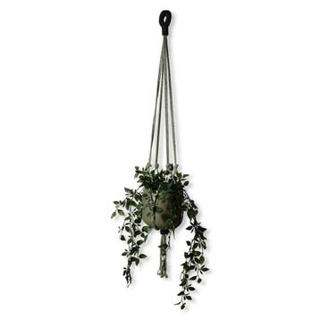 Plantenhanger Wacky Olijfgroen/Zwart - Katoen - Macramé -, Huis en Inrichting, Woonaccessoires | Overige, Ophalen of Verzenden