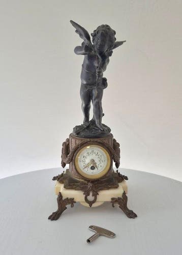 Figurale pendule - Marmer, Zinklegering, Metaal - 1850-1900