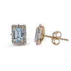 Oorbellen - 14 karaat Geel goud - 1.22ct. tw. Aquamarijn -, Nieuw