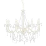 vidaXL Kroonluchter met kralen 8xE14 wit, Huis en Inrichting, Lampen | Kroonluchters, Verzenden, Nieuw