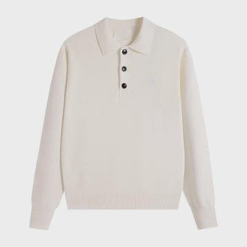 Dames Gebreide Poloshirt met Omvouwbare Kraag en Hartje - Co, Kleding | Dames, Tops, Verzenden, Nieuw
