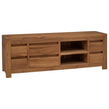 vidaXL Tv-meubel 110 x 30 x 40 cm Naturel Massief Teakhout, Huis en Inrichting, Kasten | Televisiemeubels, Minder dan 50 cm, Verzenden