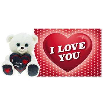 Heunec Valentijn knuffelbeer - pluche - 30 cm - I Love You, Verzenden, Nieuw