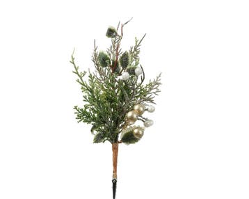 Kersthanger steker wintergroen champagne balletjes 25 cm per, Ophalen of Verzenden, Nieuw