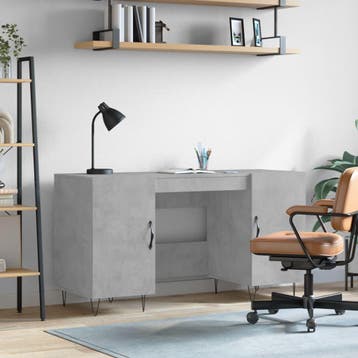 vidaXL Bureau 140x50x75 cm bewerkt hout betongrijs, Verzenden, Nieuw