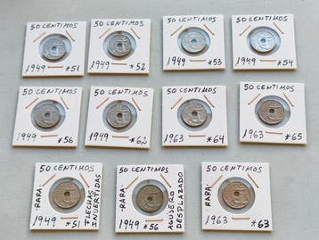 Spanje. Francisco Franco. 50 centimos 1949-1963 (Zonder, Postzegels en Munten