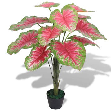 vidaXL Kunstplant caladium met pot 85 cm groen en rood, Verzenden, Nieuw