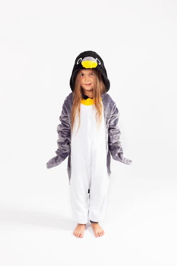 KIMU® Onesie Grijze Pinguin Pak 140-146 Pinguinpak Kostuum G, Ophalen of Verzenden, Nieuw