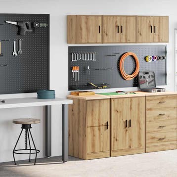 vidaXL Garagekasten 2 st bewerkt hout ambachtelijk eikenhout, Verzenden, Nieuw
