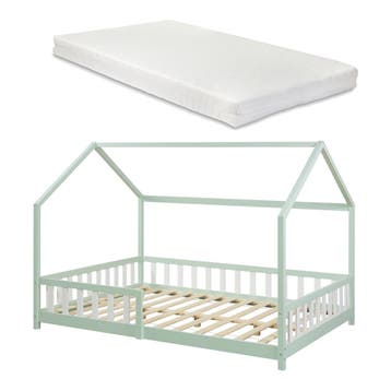 Kinderbed Hesel huisbed met matras en uitvalbeveiliging 140x, Verzenden, Nieuw