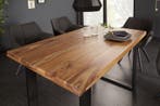 Massief houten eettafel IRON CRAFT 120 cm natuurlijke, Ophalen of Verzenden, Nieuw
