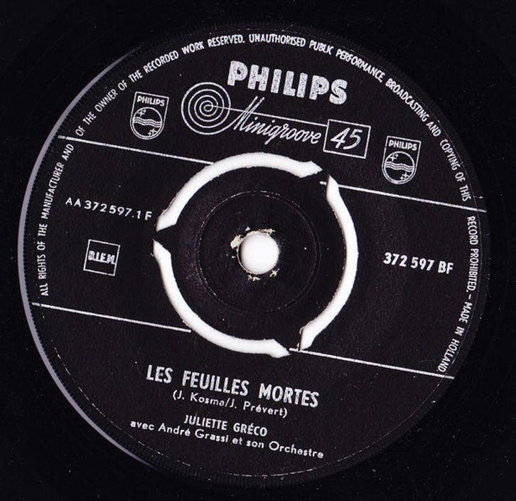 Juliette Gréco – Les Feuilles Mortes Single, Cd's en Dvd's, Vinyl | Country en Western, Verzenden