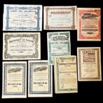 België. 9 Physical Share / Stock Certificates from the 20th