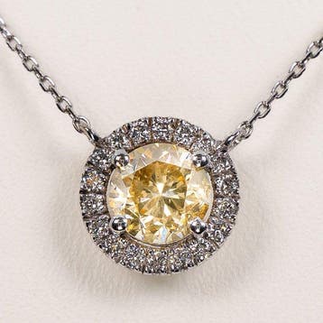 Zonder minimumprijs - Ketting met hanger - 14 karaat Witgoud