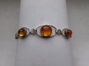 Zilver, Amber - Armband - Art Deco, Antiek en Kunst