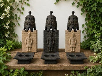 Beeld, tuinverlichting set van 3 stuks - 31 cm - gesteente