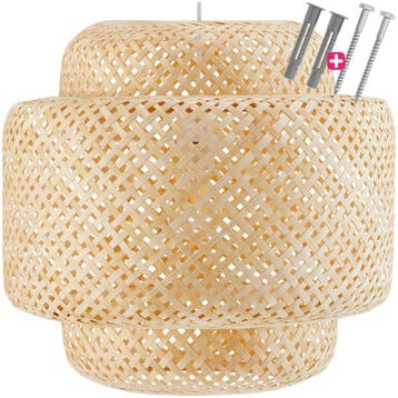 Hanglamp Lignea Lux van bamboe, in boho-stijl, 40W - bruin, Verzenden, Nieuw