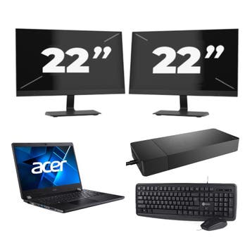 Acer TravelMate P214-53 -   i3-11e 8GB  - 256GB  + 2x 22 inc, Qwerty, Verzenden, Refurbished, 14 inch