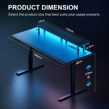 HLFURNIEU LED gamingbureau, 140 x 60 cm, elektrisch, met geï, Huis en Inrichting, Bureaus, Verzenden, Zo goed als nieuw