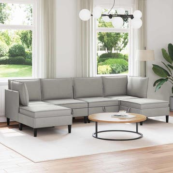 vidaXL Woonkamer Meubelset 6 st Lichtgrijs Stof, Verzenden, Nieuw, Stof, Minder dan 150 cm
