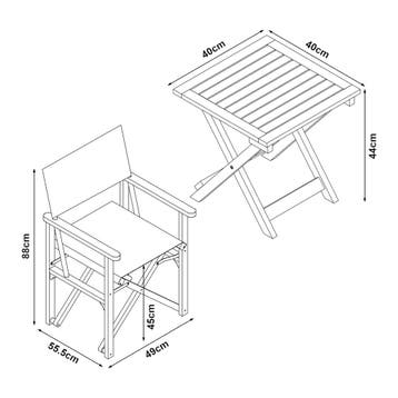 Bistroset Capistrello 3-delig tuintafel met 2 tuinstoelen ho, Verzenden, Nieuw