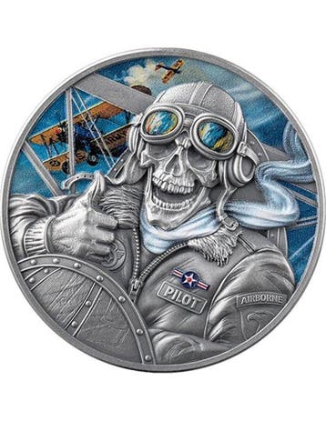 Ghana. 5 Cedis 2026 Pilot Memento Mori , 1 Oz (.999)