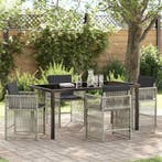 vidaXL Tuin eettafelset 5 pcs Lichtgrijs Gepoedercoat staal, Verzenden, Nieuw, Rotan, 5 zitplaatsen