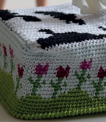Haakpatroon Tissue Box - tapestry hoes met bloemen en land, Ophalen of Verzenden, Nieuw