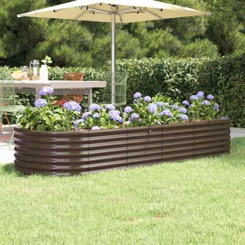 vidaXL Plantenbak 224x80x36 cm gegalvaniseerd staal bruin, 100 cm of meer, Verzenden, Nieuw, Metaal