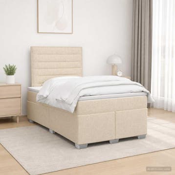 vidaXL Boxspringbed met matras Crèmekleurig 120 x 190 cm, Verzenden, Nieuw, Twijfelaar, Crème