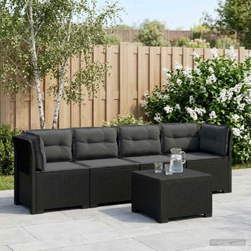 vidaXL 4-Persoons Tuin Sofa met Kussens Rieten Look PP, Verzenden, Nieuw
