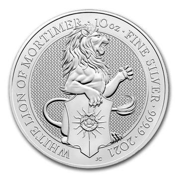 Queens Beast White Lion of Mortimer - 10 oz 2021, Verzenden, Losse munt, Zilver