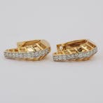 Huggie oorbellen - 14 karaat Geel goud - 0.23ct. tw. Diamant, Sieraden, Tassen en Uiterlijk, Antieke sieraden