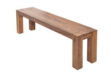 Massieve bank MAKASSAR 140cm Sheesham houten bank unieke, Ophalen of Verzenden, Nieuw
