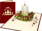 Sfeervolle Kerst kaars Pop-up Kerstkaart kerststuk, Verzenden, Nieuw