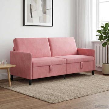 vidaXL Bank met opslag 3-zits Roze 192 x 78 x 87 cm, Huis en Inrichting, Kunststof, Verzenden, Minder dan 150 cm, Driepersoons