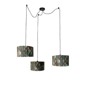 Hanglamp zwart met blad kap en gouden binnenkant 35cm - Cava, Verzenden, Nieuw, Modern