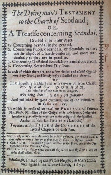 James Durham - The Dying mans Testament to the Church of