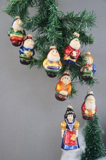 Kerstballen Krebs, Lauscha: Sneeuwwitje en de 7 dwergen (8), Nieuw