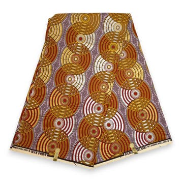 Afrikaanse stof - Rood Goud Retro Circles - Special effect B, Hobby en Vrije tijd, Stoffen en Lappen, Ophalen of Verzenden, Nieuw