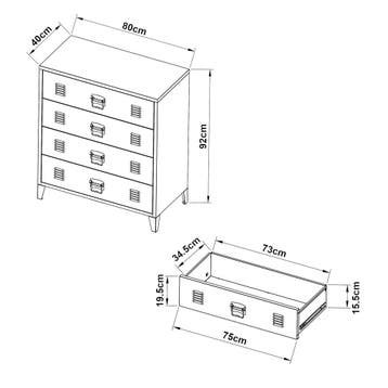 Ladekast Hämeenlinna commode met lades 92x80x40 cm groen mat, Verzenden, Nieuw