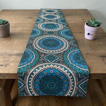Afrikaanse print tafelloper - Tafelkleed - Blauw en Teal Sac, Ophalen of Verzenden, Nieuw