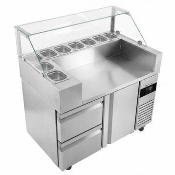 GGM Gastro | Saladette - 1210x700mm - 1 deur + 2 lades - |, Verzenden, Nieuw in verpakking, RVS Meubilair